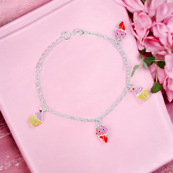 925 Sterling Silver Ice Cream Cupcake Charm Bracelet for Women - Taraash