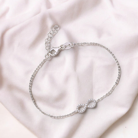 925 Sterling Silver Infinity CZ Bracelet Gift for Womens - Taraash