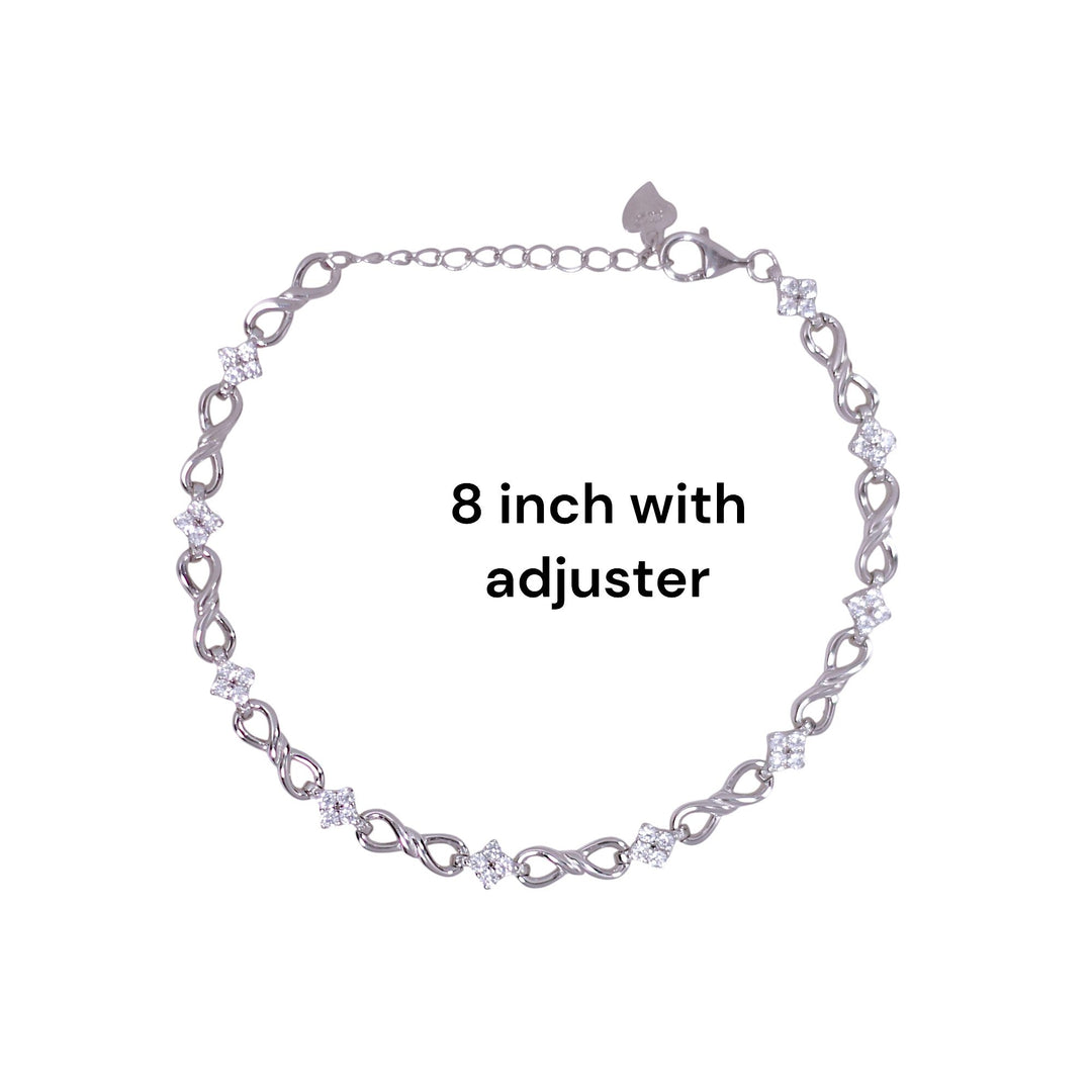 925 Sterling Silver Infinity Square CZ Bracelet for Women - Taraash