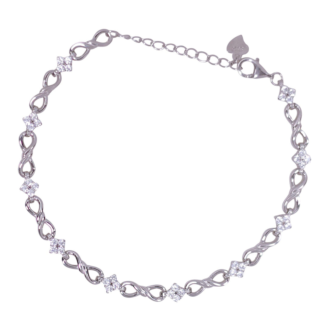 925 Sterling Silver Infinity Square CZ Bracelet for Women - Taraash