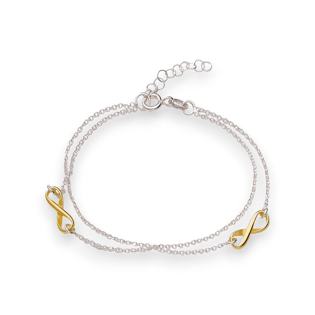 925 Sterling Silver Intertwined Chains Infinity Bracelet Gift for
