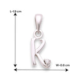 925 Sterling Silver "K" Letter Cz Pendant For Men And Women - Taraash