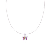 925 Sterling Silver Kids Enamel Butterfly Pendant with Chain for Girls - Taraash