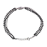 925 Sterling Silver Layer Black Beads Mangalsutra Adjustable Bracelet for Women - Taraash