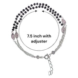 925 Sterling Silver Layered Black and Silver Beads Mangalsutra Bracelet for Women - Taraash