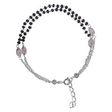 925 Sterling Silver Layered Black and Silver Beads Mangalsutra Bracelet for Women - Taraash