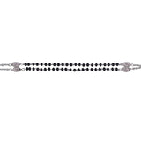 925 Sterling Silver Layered Black and Silver Beads Mangalsutra Bracelet for Women - Taraash