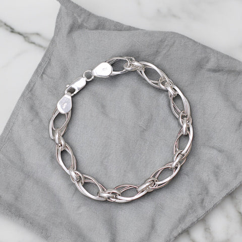 925 Sterling Silver Link Chain Bracelet For Mens - Taraash