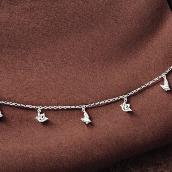 925 Sterling Silver Link Chain Multi Bird Charm Single Anklet for Women - Taraash