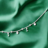 925 Sterling Silver Lock & Key CZ Beaded Single Anklet for Women - Taraash