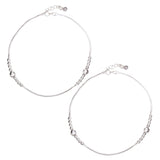 925 Sterling Silver Multi Beaded Chain Anklet for Women - Taraash