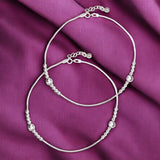 925 Sterling Silver Multi Beaded Chain Anklet for Women - Taraash