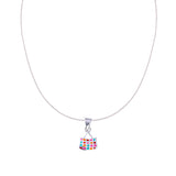 925 Sterling Silver Multi Color Bag Chain with Pendant Set for Girls - Taraash