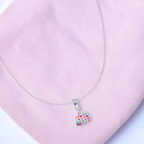 925 Sterling Silver Multi Color Bag Chain with Pendant Set for Girls - Taraash