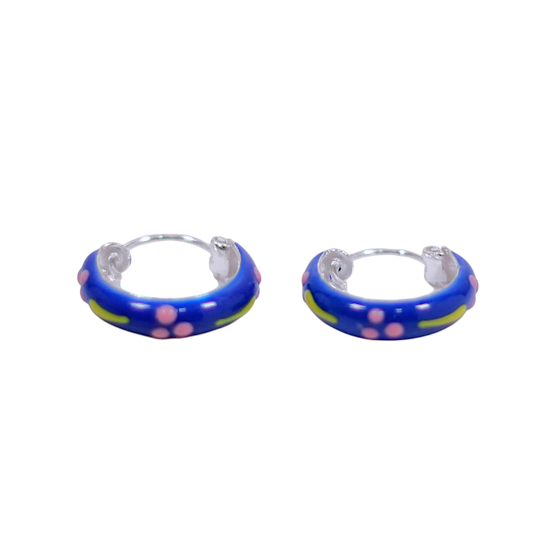 925 Sterling Silver Multi-Color Enamel Hoop Earring For Women