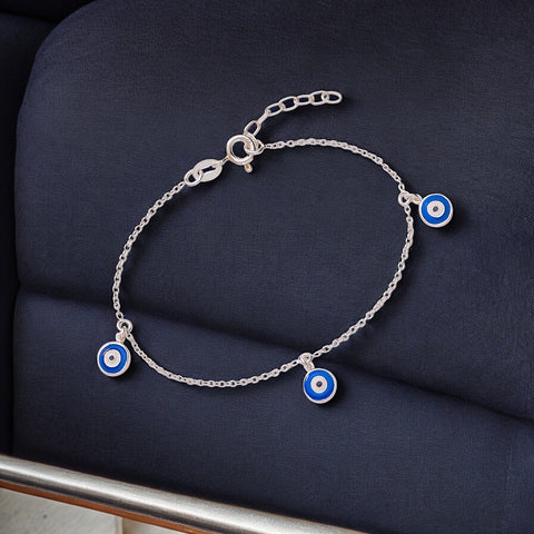 925 Sterling Silver Multi Evil Eye Charms Bracelet Gift for Womens - Taraash