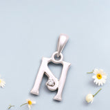 925 Sterling Silver "N" Letter Cz Pendant For Men And Women - Taraash