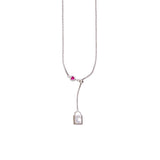 925 Sterling Silver Necklace with Gemstone and Padlock Pendant for Women - Taraash