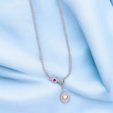 925 Sterling Silver Necklace with Pink CZ stone and Halo Pendant For women - Taraash