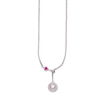 925 Sterling Silver Necklace with Pink CZ stone and Halo Pendant For women - Taraash