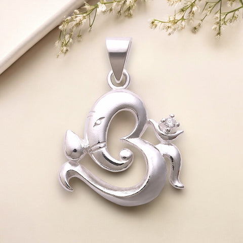 925 Sterling Silver Om Religious Cz Pendant For Men & Women - Taraash