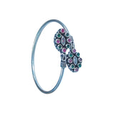 925 Sterling Silver Oval Shapped Studded Bangle For women - Taraash