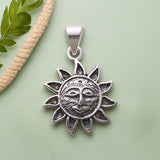 925 Sterling Silver Oxidised Sun Pendant For Men And Women - Taraash