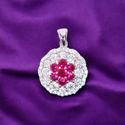 925 Sterling Silver Pink Baguette Stone with CZ Pendant for Women - Taraash