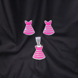 925 Sterling Silver Pink Dress Pendant and Earring Set for Girls - Taraash