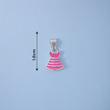 925 Sterling Silver Pink Dress Pendant Set With Earring and for Girls - Taraash