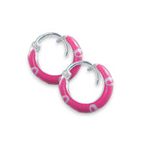 925 Sterling Silver Pink Enamel Hoops for Girls. - Taraash