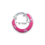 925 Sterling Silver Pink Enamel Hoops for Girls. - Taraash