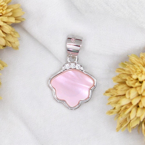 925 Sterling Silver Pink Mother Of Pear Irregular Pendant for Women - Taraash