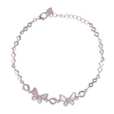 925 Sterling Silver Pink Mother Of Pearl Butterfly Cz Bracelet for Women - Taraash