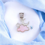 925 Sterling Silver Pink Mother of Pearl Cloud Moon Star Pendant for Women - Taraash