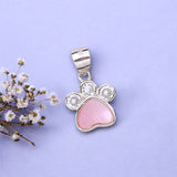 925 Sterling Silver Pink Mother of Pearl Paw Shaped CZ Pendant for Women - Taraash