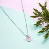 925 Sterling Silver Pink Mother of Pearl Round Deer Pendant with Chain - Taraash