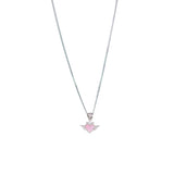 925 Sterling Silver Pink Mother of Pearl Round wing heart Pendant with Chain - Taraash