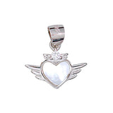 925 Sterling Silver Pink Mother of Pearl Square Heart Pendant with Chain - Taraash