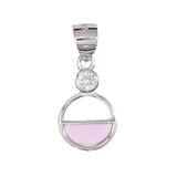 925 Sterling Silver Pink Round Shape Pendant For Women - Taraash