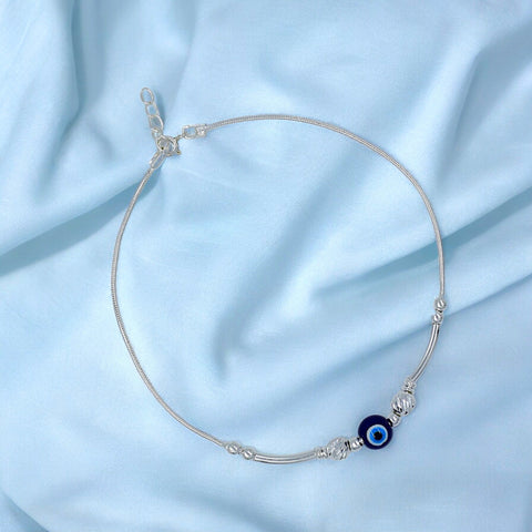 925 Sterling Silver Protective Evil Eye Chain Anklets for Women - Taraash
