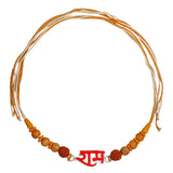 925 Sterling Silver Ram Motif With Rudraksha Beaded Rakhi for Brother - Taraash