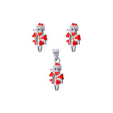 925 Sterling Silver Red Enchanted Character Pendant Earring Set For Girls - Taraash