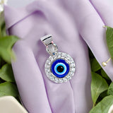 925 Sterling Silver Round CZ Evil Eye Pendant for Women/Men - Taraash