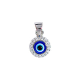 925 Sterling Silver Round CZ Evil Eye Pendant for Women/Men - Taraash