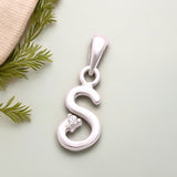 925 Sterling Silver "S" Letter Cz Pendant For Men And Women - Taraash