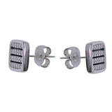 925 Sterling Silver Square Design Enamel with CZ Stud Earrings for Women - Taraash