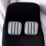 925 Sterling Silver Square Design Enamel with CZ Stud Earrings for Women - Taraash