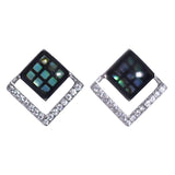 925 Sterling Silver Square Mother Of Pearl Cz Earrings for Women - Taraash