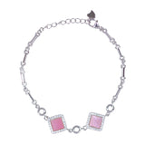 925 Sterling Silver Square Mother of Pearl With CZ Bracelet For Women - Taraash